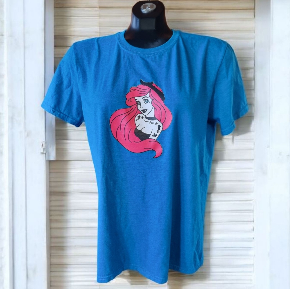 Disney Rocker Ariel Princess Blue T-Shirt Ladies Size M